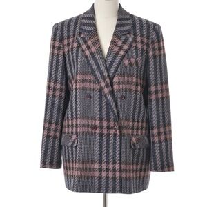 Vintage 90s Gotz/Goetz Modell Wool Plaid Blazer German Made Preppy Academia XL
